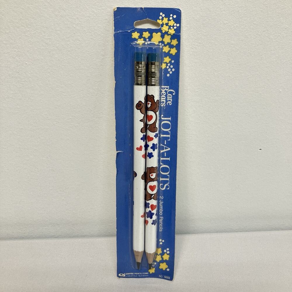 1984 Care Bears Jumbo Jot A LOT Empire Pencils Tenderheart Love-a-Lot NIP SEALED